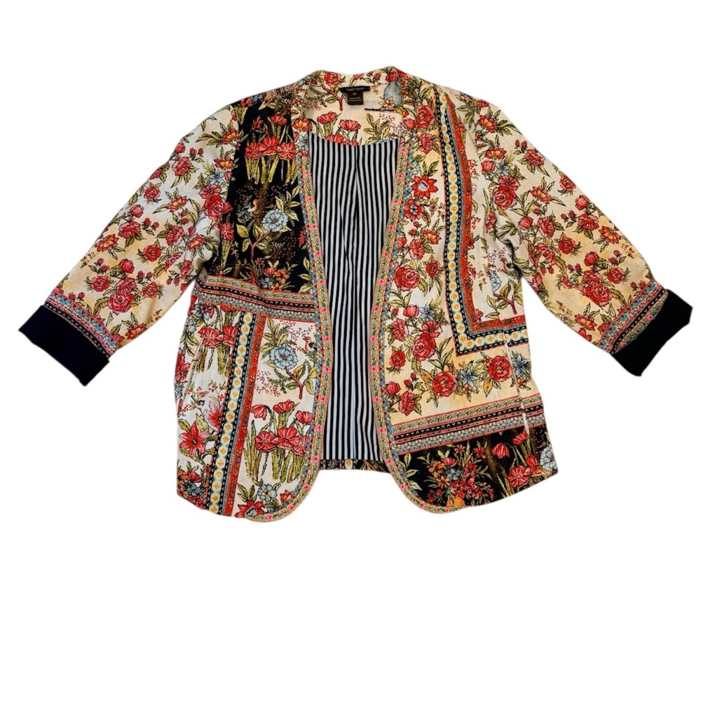 Patchwork Floral Open-Front Blazer Jacket - image 1